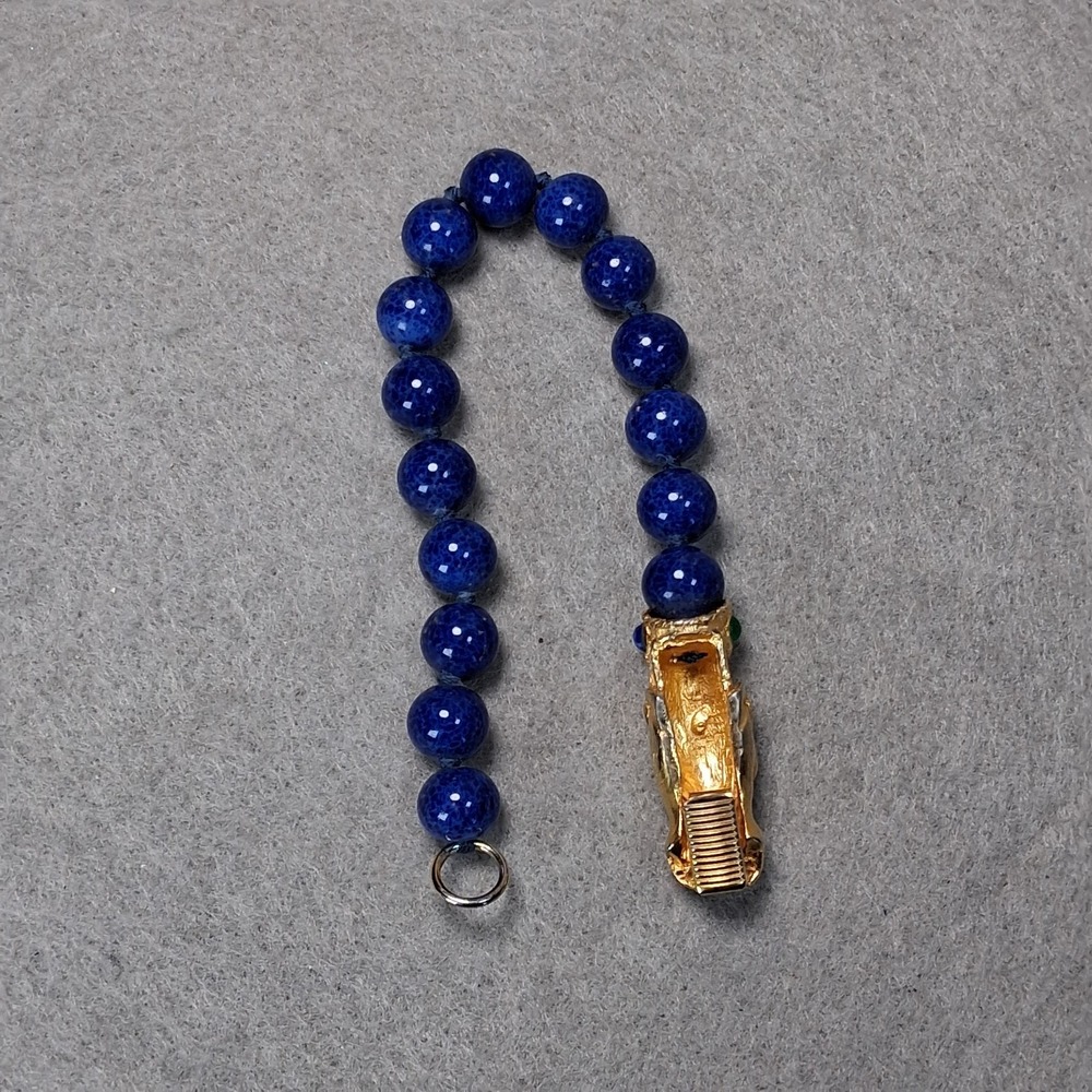 Les Bernard Lapis Lazuli Panther Bracelet Multi Gem Cabochon 8" Large Vintage - Picture 10 of 16